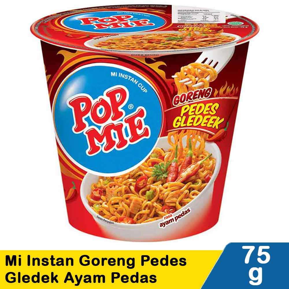 ID-PNN-022 Pop Mie Mi Instan Goreng Pedes Gledeek Ayam 75g