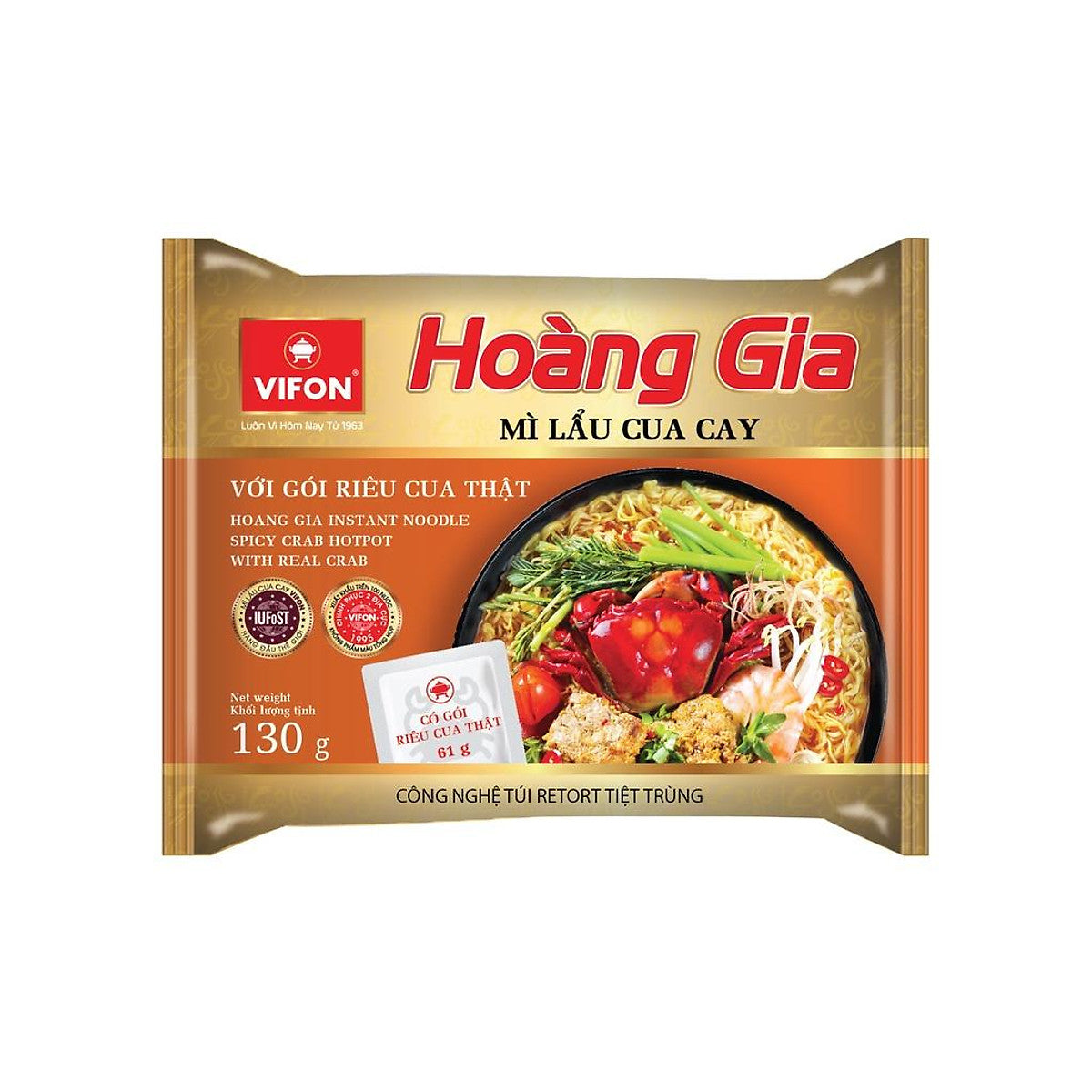 VN-PNN-030 Hoàng Gia Mì Lẩu Cua Cay Có Gói Riêu Cua Thật 130g