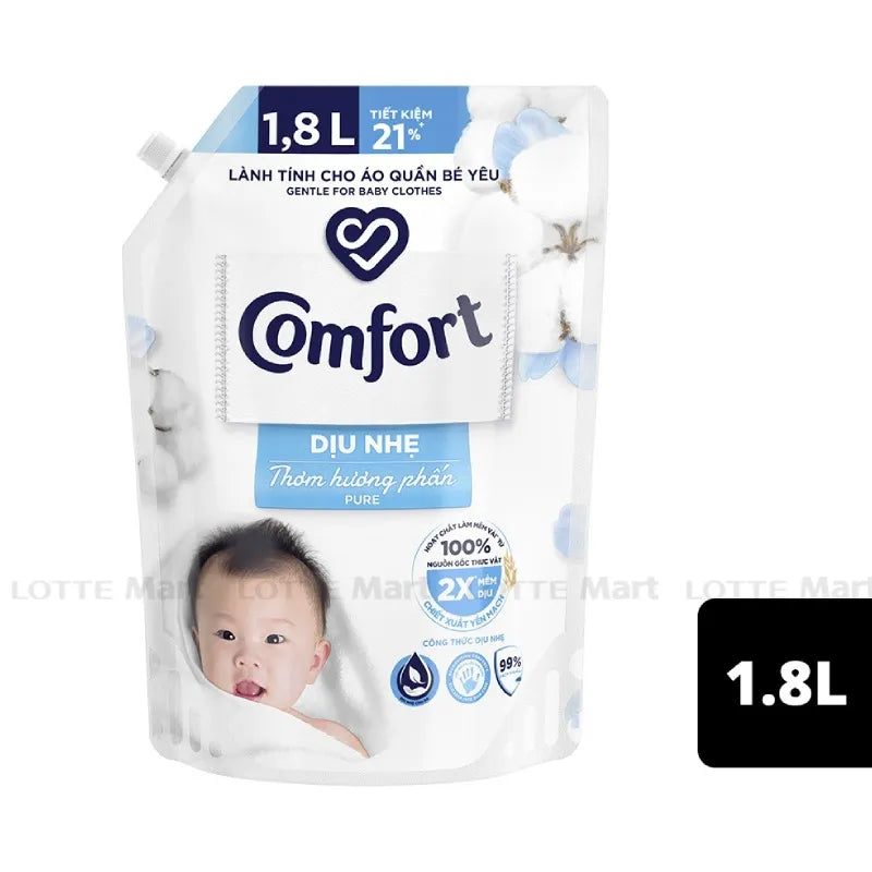 VN-LS-023 Nước Xả Vải Comfort Dịu Nhẹ Thơm Hương Phấn Túi 1.8L