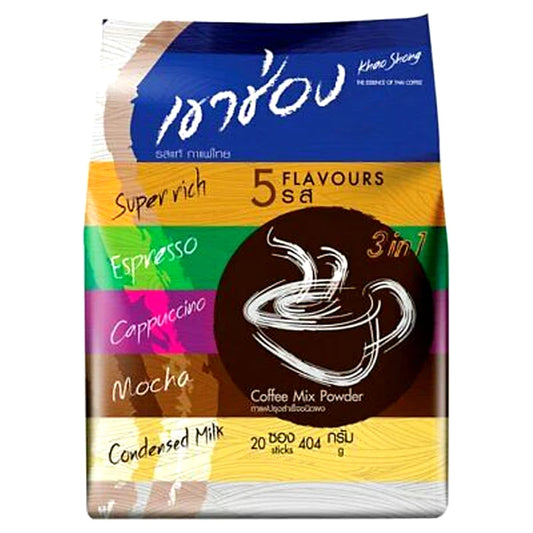 TH-CF-002 เขาช่องกาแฟไทย 5 รส 3อิน1 ขนาด Khao Shong The Essence of Thai Coffee 5 Flavours 3in1 Size 404g