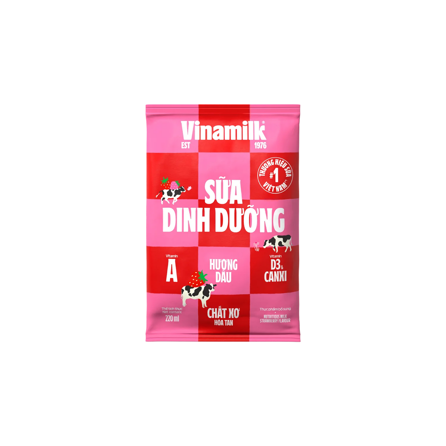 VN-MK-002 Sữa Bịch Dinh Dưỡng Vinamilk Dâu 220ml