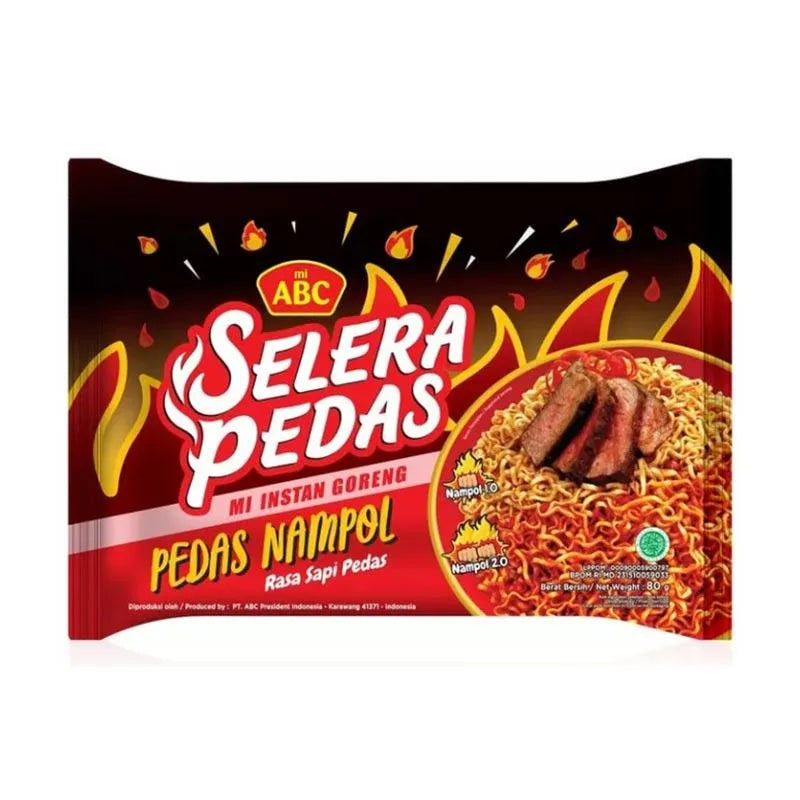 ID-PNN-016 Abc Mie Goreng Selera Pedas Nampol Sapi Pedas 80g/Abc Spicy Fried Noodles with Spicy Beef Nampol 80g