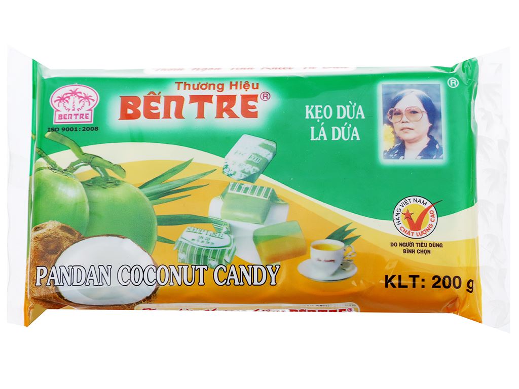 VN-CNCL-002 Kẹo dừa lá dứa Bến Tre gói 200g