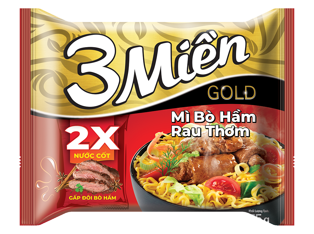 VN-PNN-033 Mì 3 Miền Gold Bò Hầm Rau Thơm gói 75g