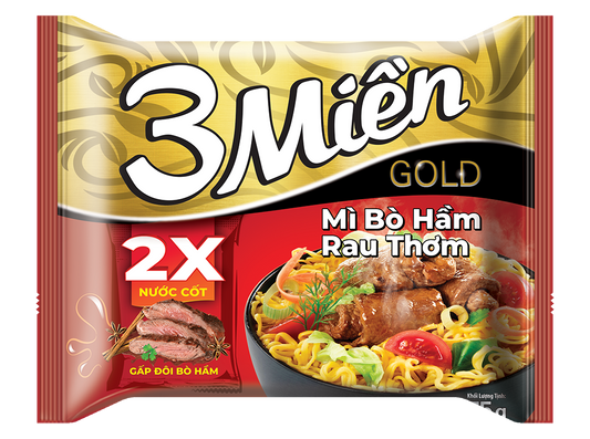 VN-PNN-033 Mì 3 Miền Gold Bò Hầm Rau Thơm gói 75g