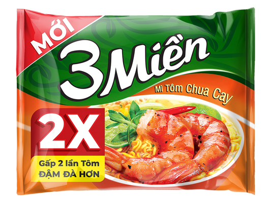 VN-PNN-032 Mì 3 Miền Tôm Chua Cay gói 65g