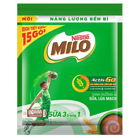 VN-MK-008 Milo Sữa 3in1 Túi 330g (15 gói x 22g)