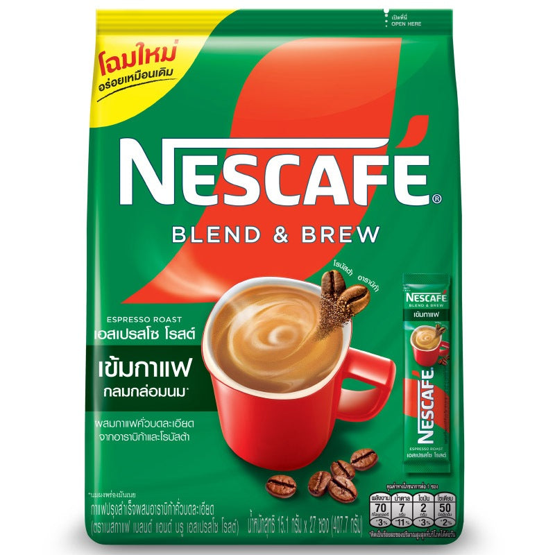 TH-CF-007 เนสกาแฟ 3in1 Nescafe 3in1 Espresso, green packet, size 15.1 grams x 27 packets