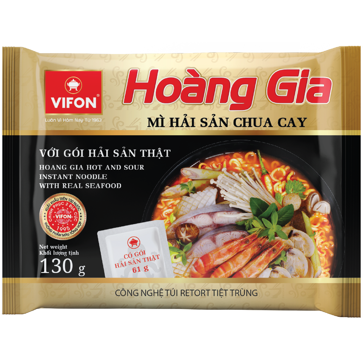 VN-PNN-031 Hoàng Gia Mì Hải Sản Chua Cay Có Gói Hải Sản Thật 130g